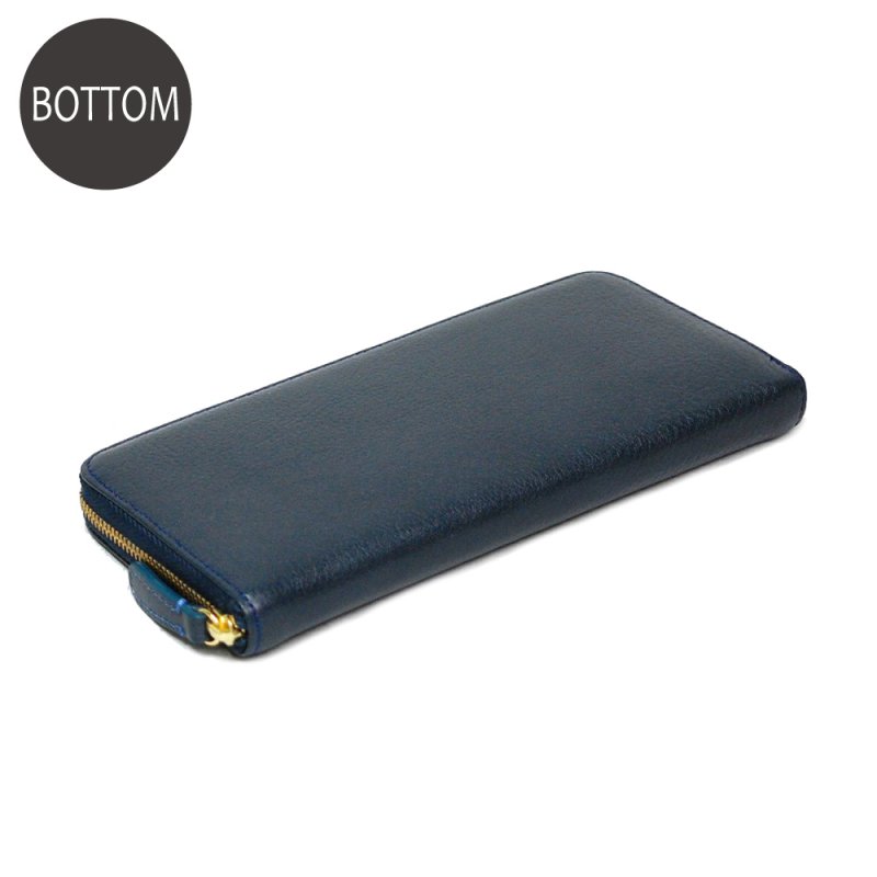 画像3: オリーブレザー ラウンドファスナー長財布 (3)