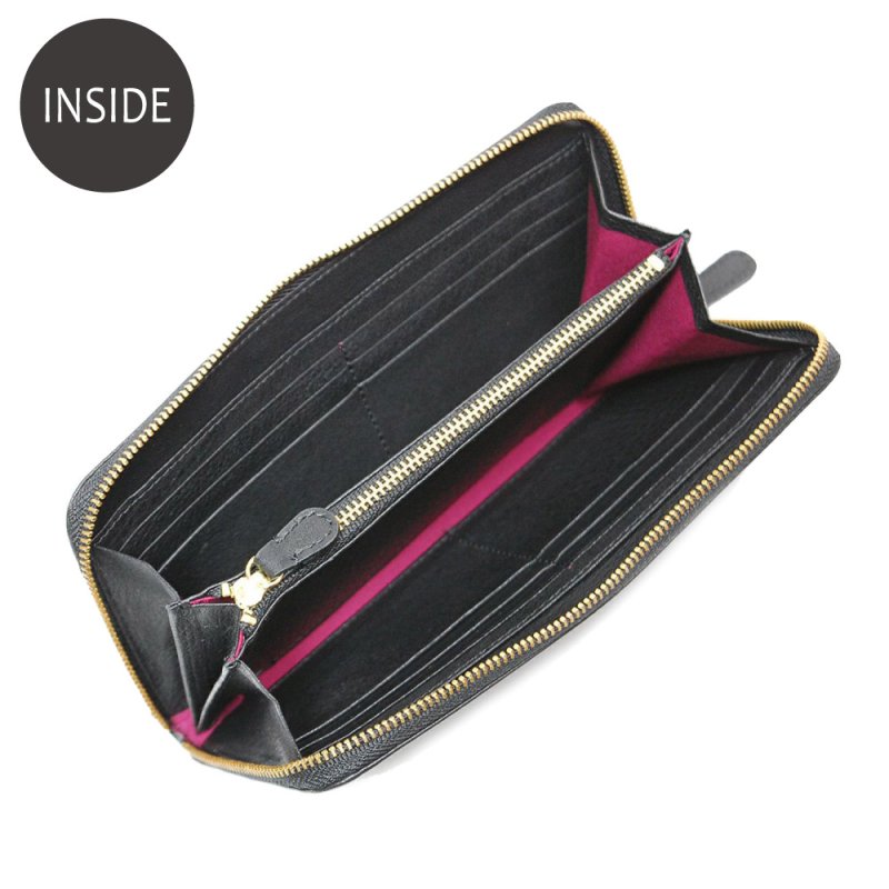 画像4: オリーブレザー ラウンドファスナー長財布 (4)