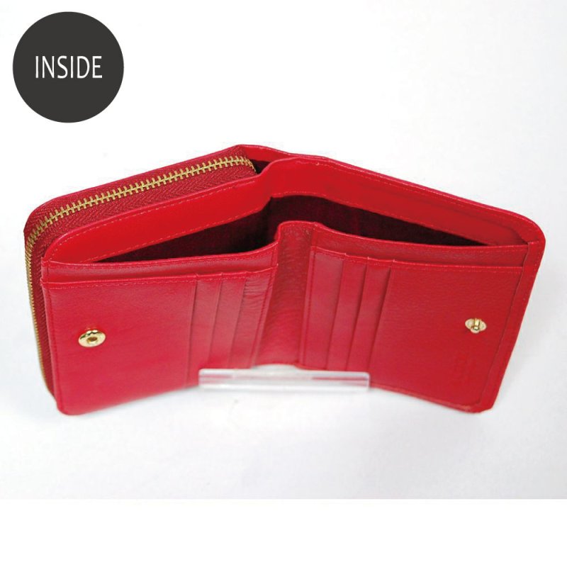 画像8: オリーブレザー ラウンドファスナー短財布 (8)