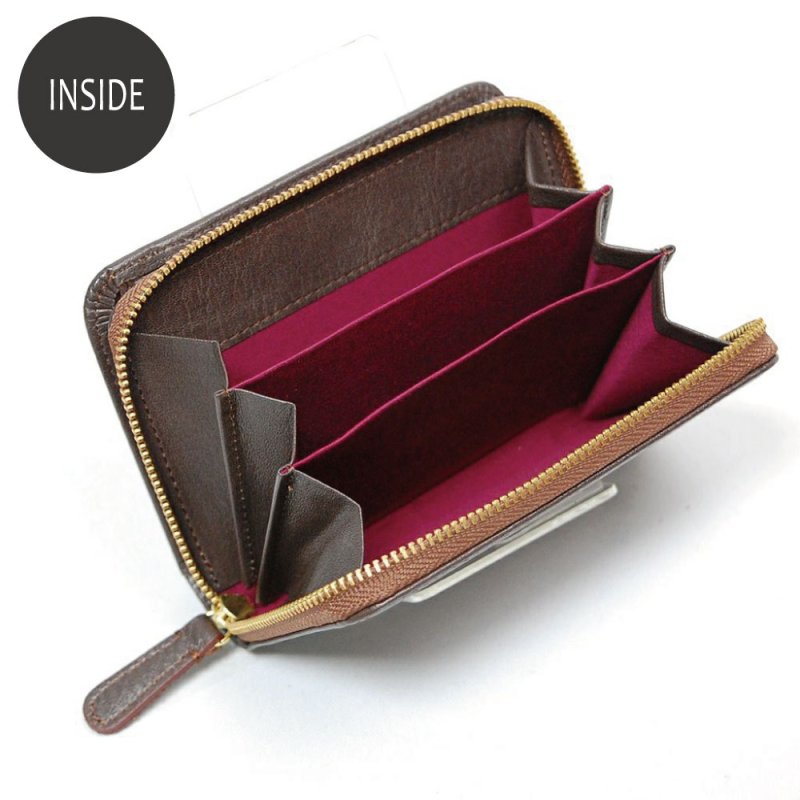 画像7: オリーブレザー ラウンドファスナー短財布 (7)