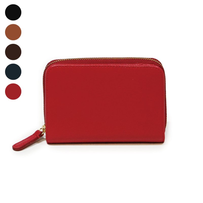 画像1: オリーブレザー ラウンドファスナー短財布 (1)