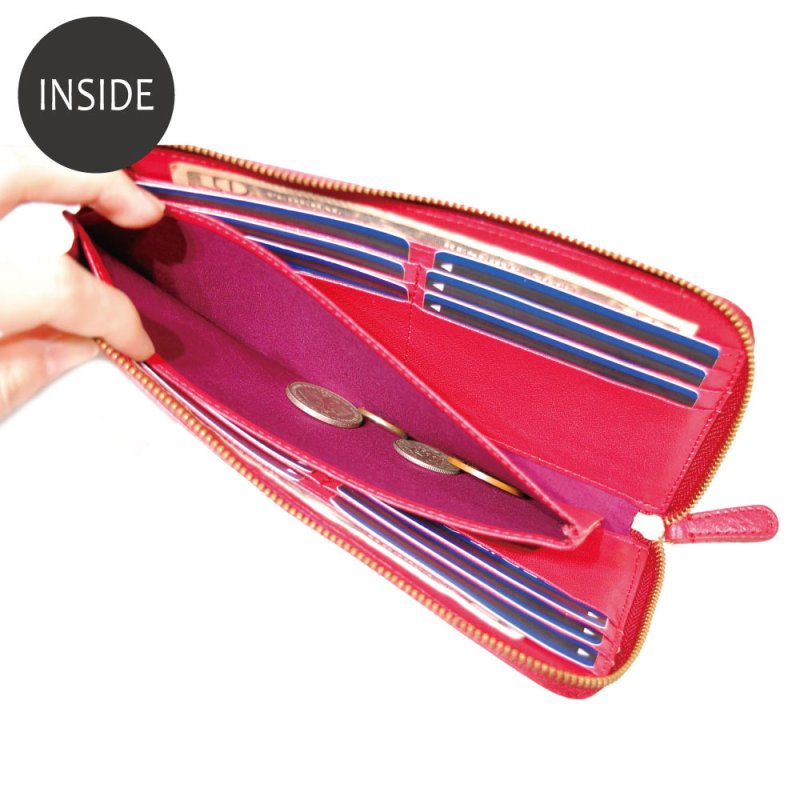 画像11: オリーブレザー L字ファスナーマチ付き長財布 (11)