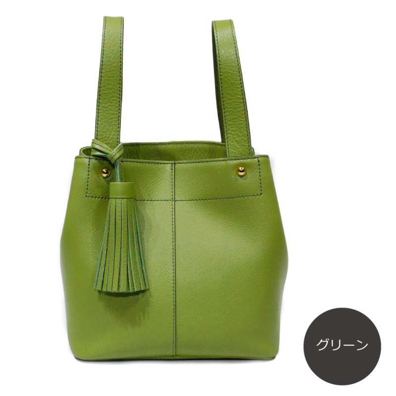 画像13: オリーブレザー キューブハンドバッグ (13)