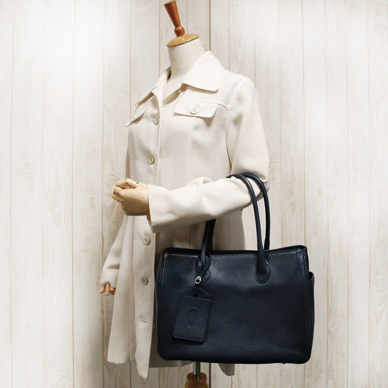 画像7: オリーブレザー トートバッグ (7)