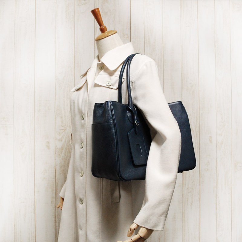 画像8: オリーブレザー トートバッグ (8)