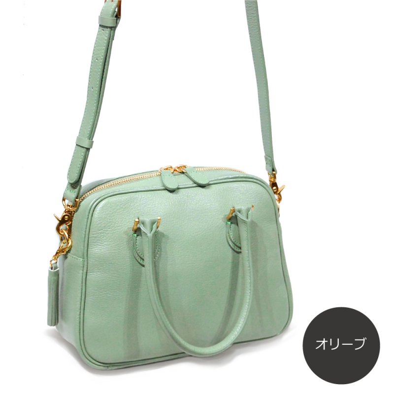 画像19: オリーブレザー 2wayミニボストンバッグ（ショルダー&手提げ） (19)