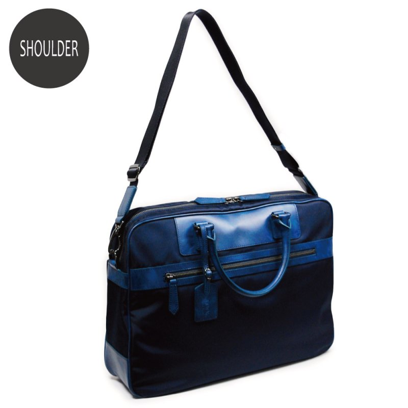 画像7: ムラ染めオリーブレザー×ナイロン 2wayブリーフケース (7)