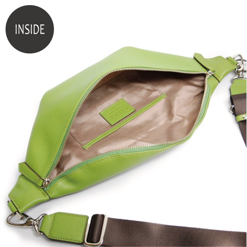 画像14: オリーブレザー 三日月型ボディバッグ (14)