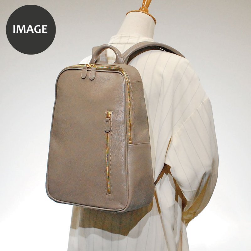 画像15: オリーブレザー グレースリュックサック (15)