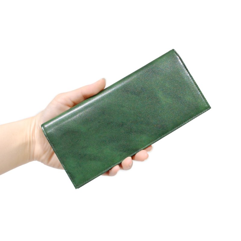 画像6: ムラ染めオリーブレザー 札入れ (6)