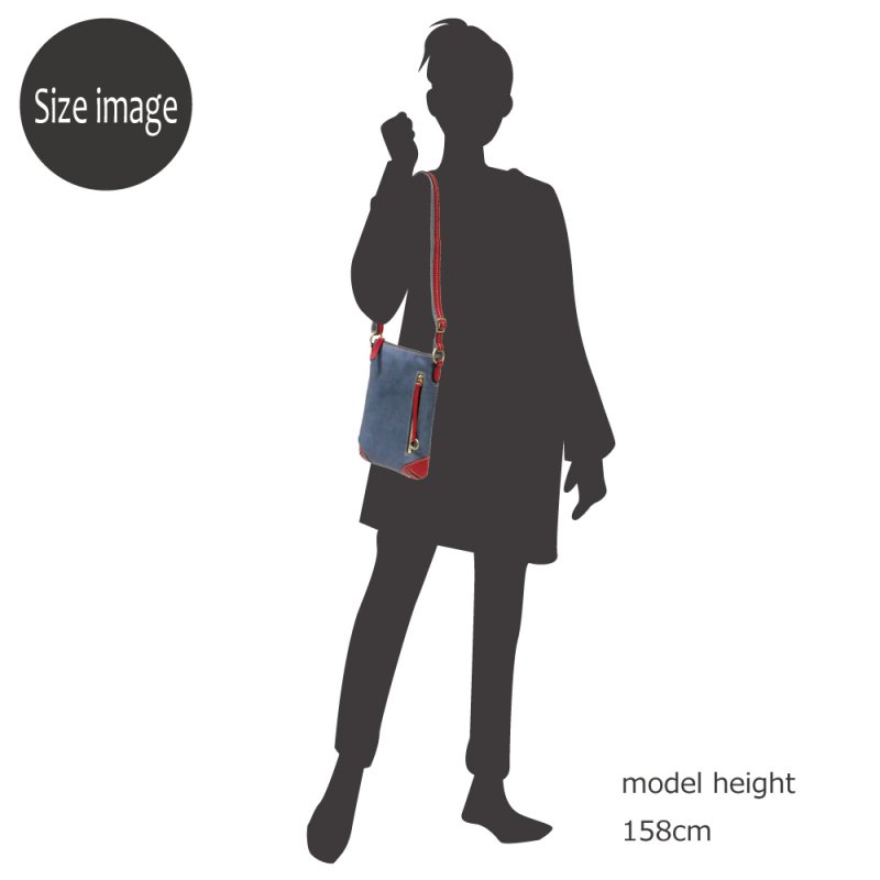 画像14: デニム調レザー バーチカルポシェット (14)