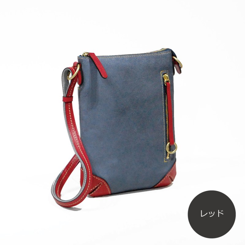 画像3: デニム調レザー バーチカルポシェット (3)