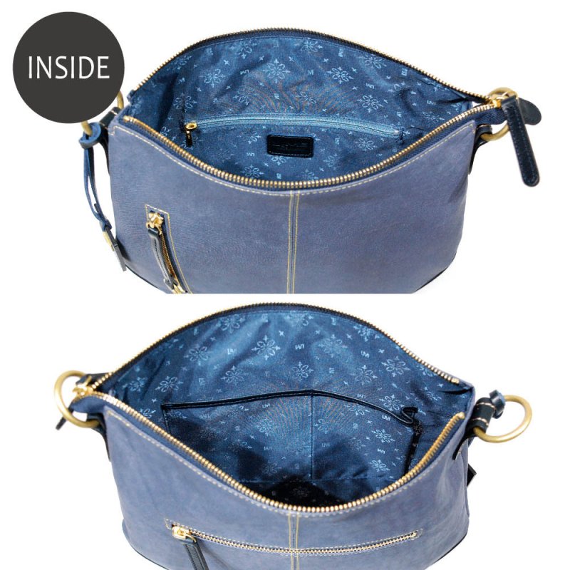 画像5: デニム調レザー 2wayスレンダーショルダーバッグ (5)