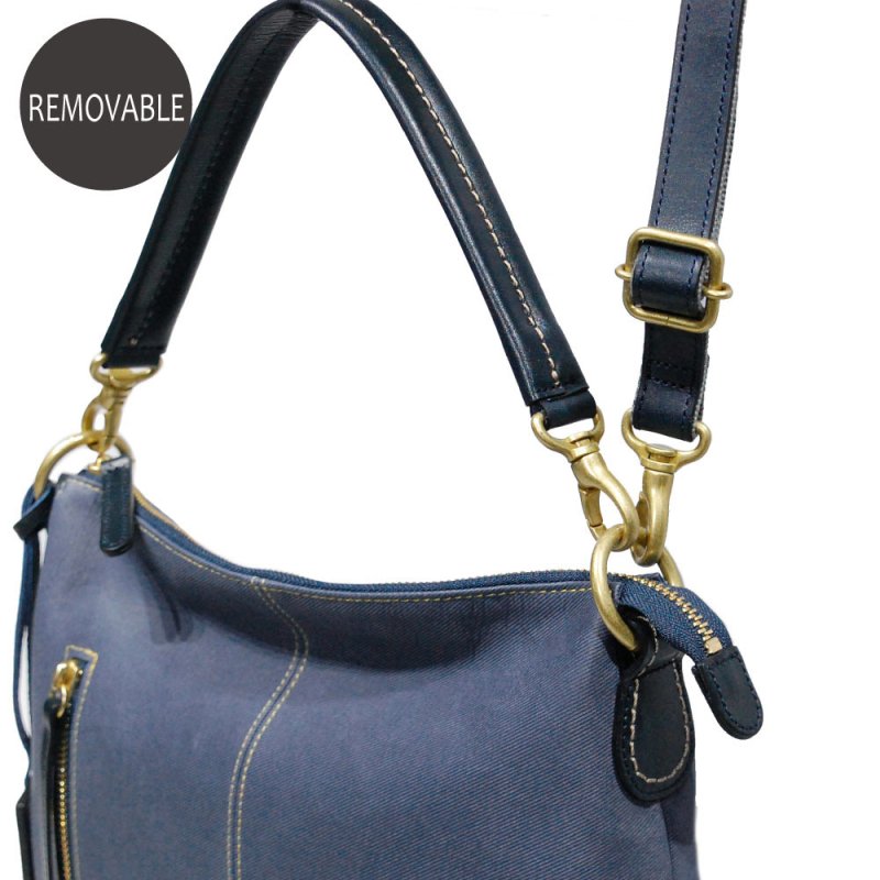 画像7: デニム調レザー 2wayスレンダーショルダーバッグ (7)