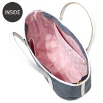 画像9: デニム調レザー ファスナー付き B5トートバッグ (9)