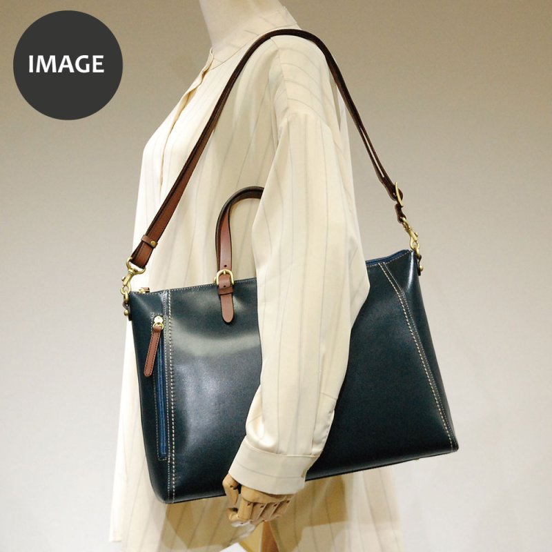 画像11: ヌメ＆オイルアップレザー ファスナー付き2way A4ファイルバッグ (11)