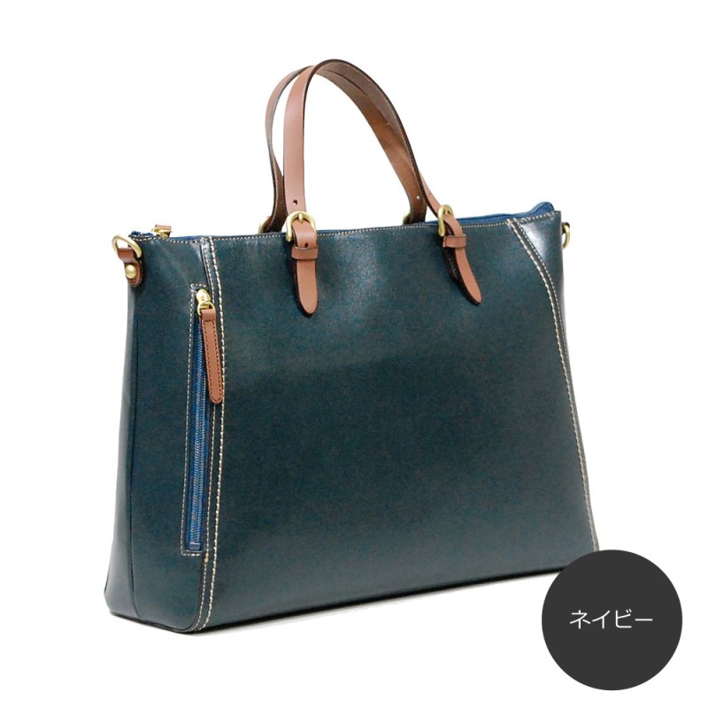 画像3: ヌメ＆オイルアップレザー ファスナー付き2way A4ファイルバッグ (3)