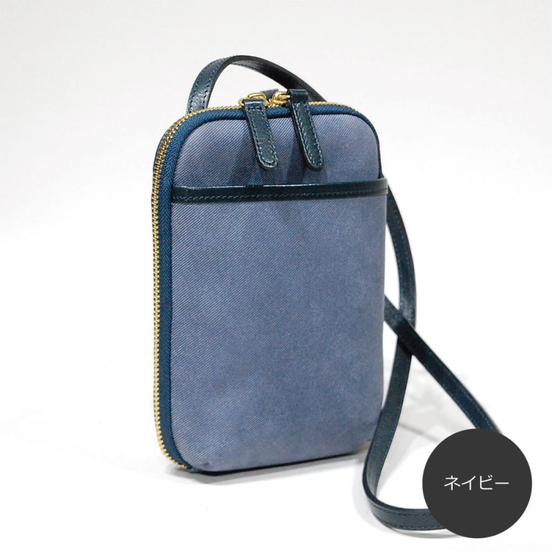 画像11: デニム調レザー お財布機能付きスマホショルダー (11)