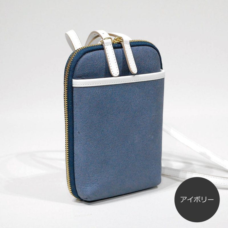 画像9: デニム調レザー お財布機能付きスマホショルダー (9)