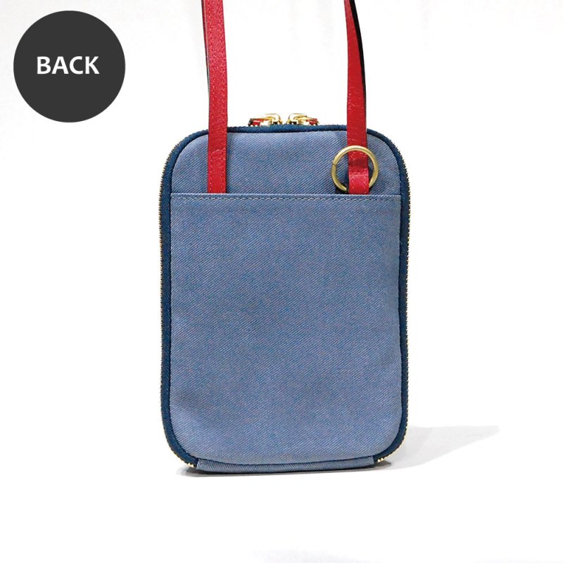 画像2: デニム調レザー お財布機能付きスマホショルダー (2)