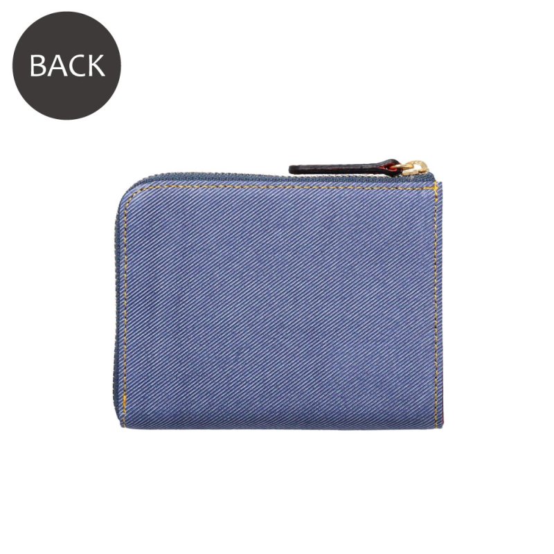 画像2: デニム調レザー L字ファスナー短財布 (2)