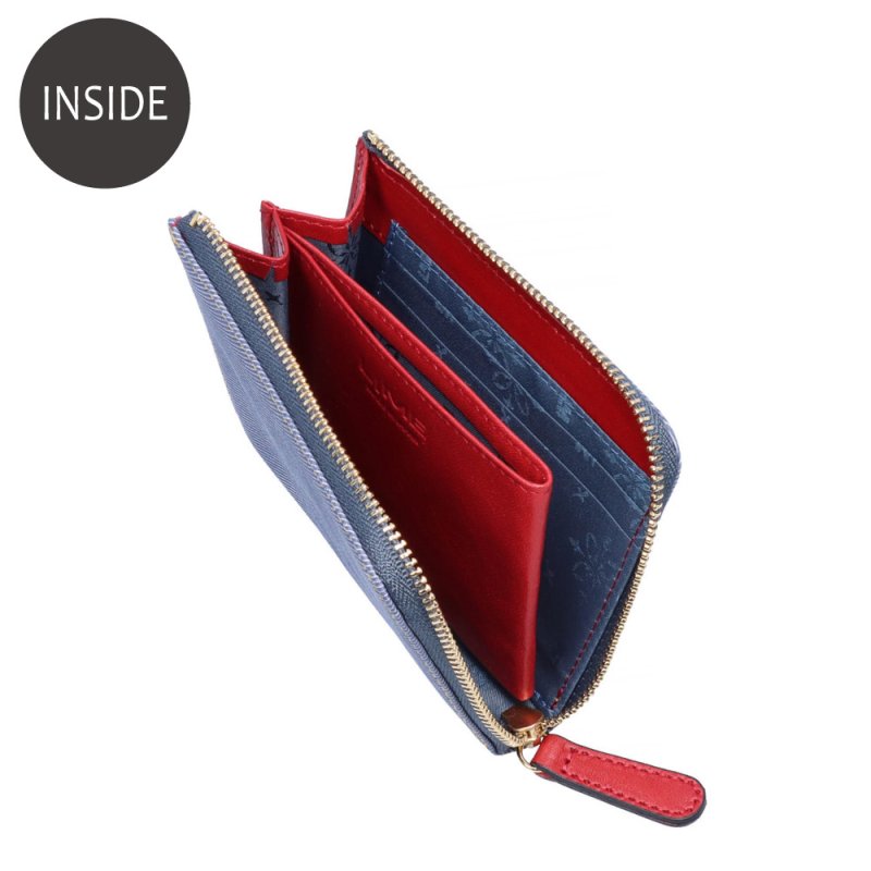 画像5: デニム調レザー L字ファスナー短財布 (5)