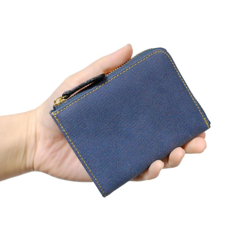 画像7: デニム調レザー L字ファスナー短財布 (7)