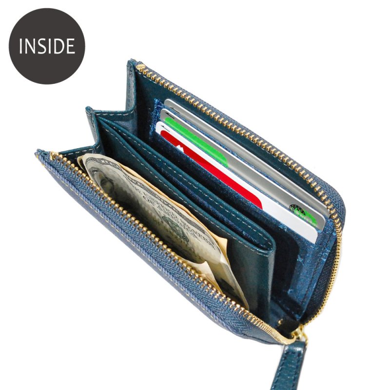 画像6: デニム調レザー L字ファスナー短財布 (6)