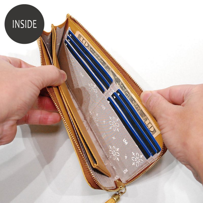 画像7: 手袋用ソフトレザーで作った L字ファスナー長財布 (7)