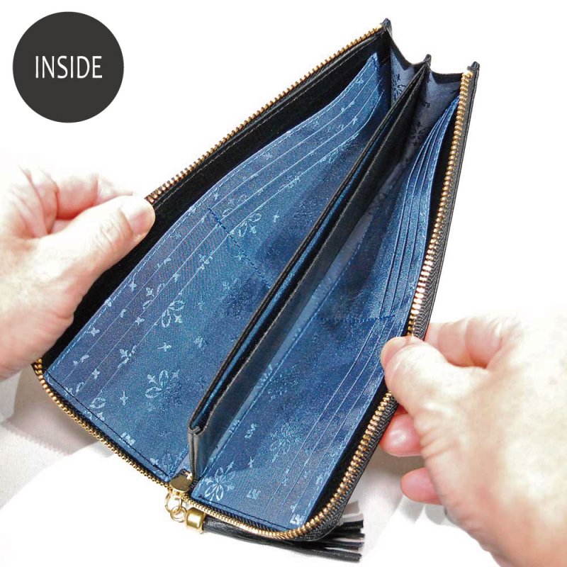 画像5: 手袋用ソフトレザーで作った L字ファスナー長財布 (5)