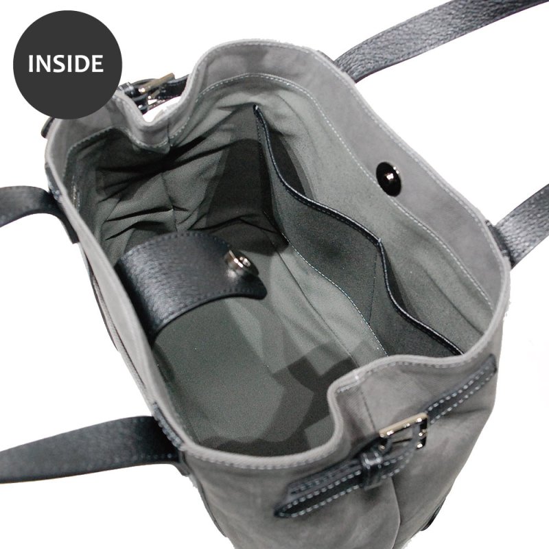 画像11: デニム調レザー モンクストラップ カートバッグ (11)