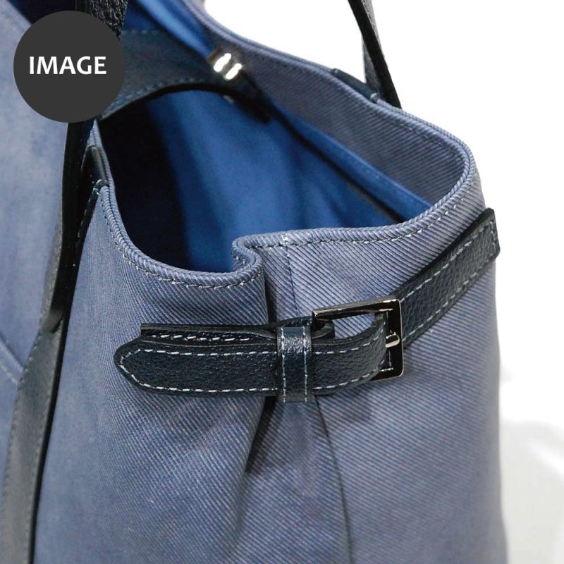 画像8: デニム調レザー モンクストラップ カートバッグ (8)