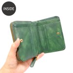 画像5: ムラ染めオリーブレザー ラウンドファスナー短財布 (5)