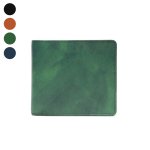 画像1: ムラ染めオリーブレザー 2つ折り財布 (1)