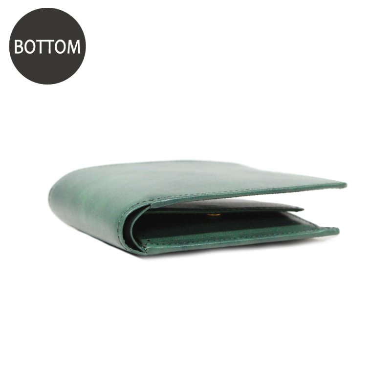 画像3: ムラ染めオリーブレザー 2つ折り財布 (3)