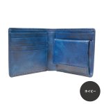 画像14: ムラ染めオリーブレザー 2つ折り財布 (14)