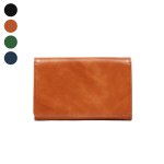 画像1: ムラ染めオリーブレザー 名刺入れ (1)