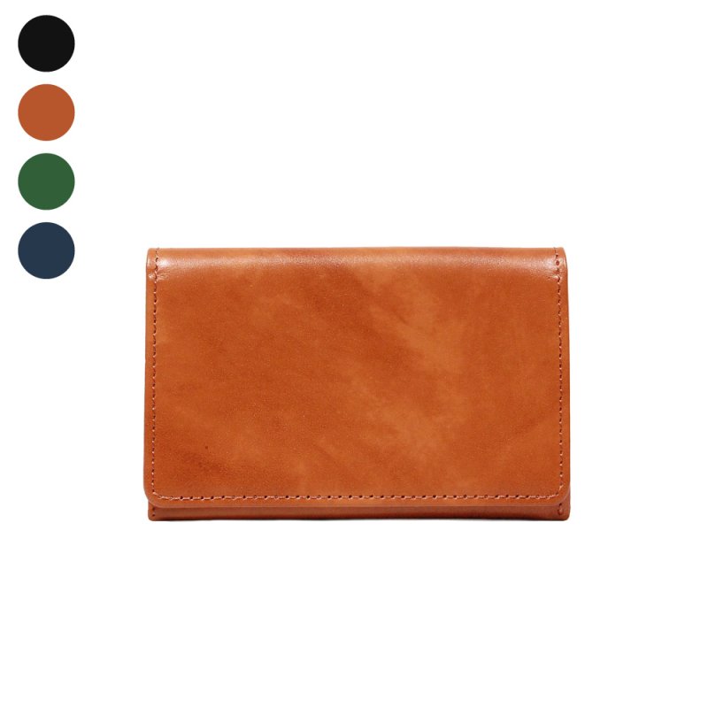 画像1: ムラ染めオリーブレザー 名刺入れ (1)