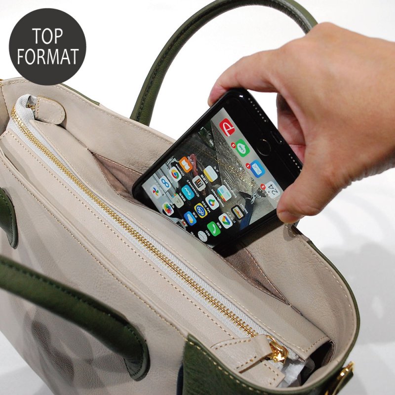 画像10: オリーブレザー　2wayハンドバッグ (10)