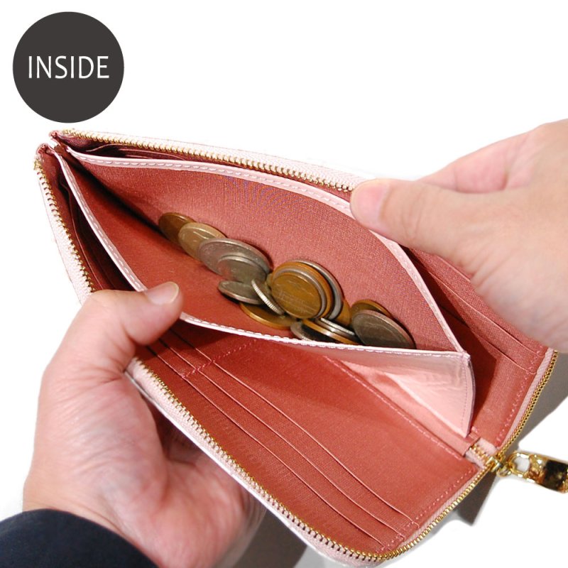 画像5: デザインレザーのL字ファスナー長財布 (5)